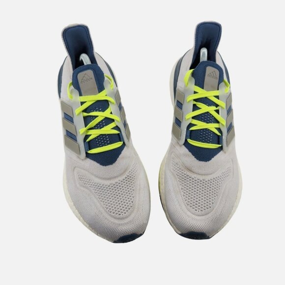 Adidas Ultraboost 22 White Grey Linen Volt Green Running Sneakers Men’s Sz 12.5